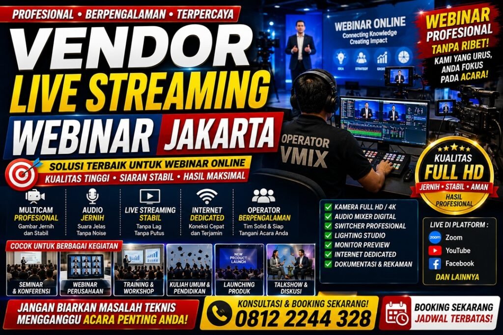 Vendor Live Streaming Webinar Jakarta Profesional